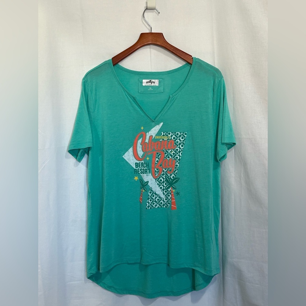 Universal Studios - Cabana Bay Teal V-Neck Graphic Tee